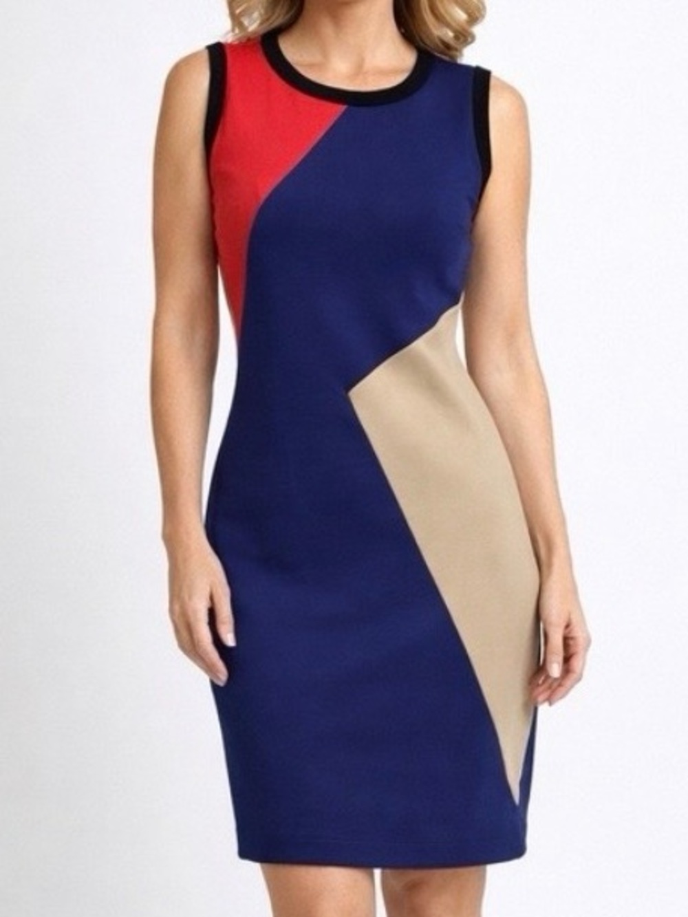 Rachel Roy Sleeveless Color Block Women's Dress‎ Size 6 Slimming Quiet Luxury